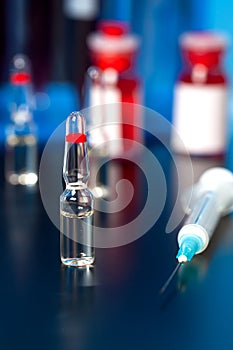Medical ampoule and syringe photo