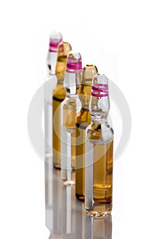 Medical ampules n a row