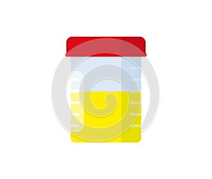 Medical analysis laboratory test urine stool and blood in plastic jars. Vector illustration in flat style
