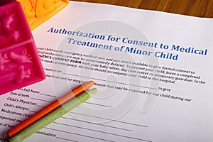 Medical Authorization of minor child