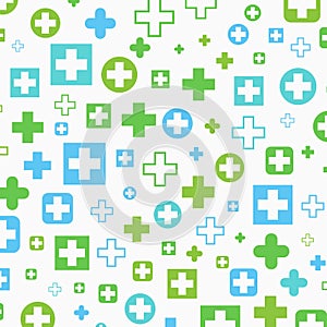 Medical background, Blue and green crosses