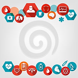 Medical background with colorful icons.