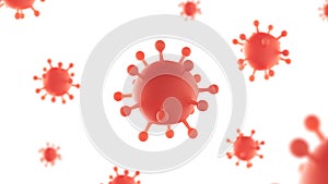 Medical background with coronavirus covid-19 outbreak virus disease on white background, 3d rendered