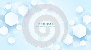 Medical background design. Geometric abstract background with hexagons. Soft blue color. Science concept, Medical,Technology.