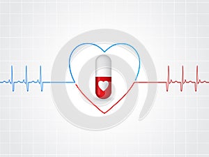 Medical background design with heart pill