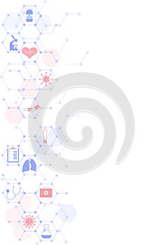 Medical background with icons and symbols.