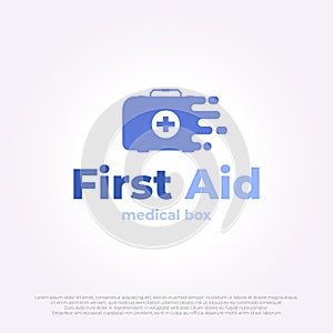 medical bag emblem logo design icon. emergency first aid illustration template