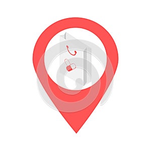 Medical bag location map pin pointer icon. Element of map point for mobile concept and web apps. Icon for website design and app d