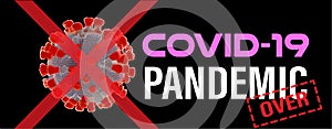 Medical banner with abstract virus cells, end of covid-19 quarantine