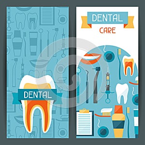 Medical banners design with dental icons