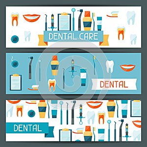 Medical banners design with dental icons