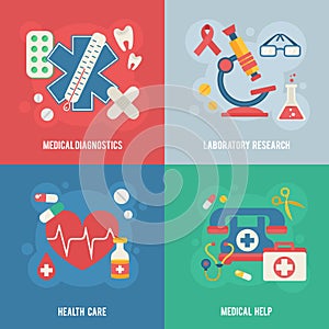 Medical banners templates in trendy flat style