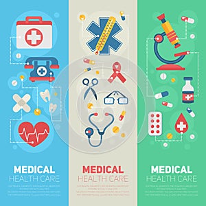 Medical banners templates in trendy flat style