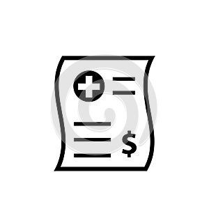 Medical bill outline icon