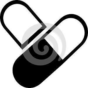 Medical black pills icon isolated on the white background. Medicine, pharmacy, hospital of drug. Medication, pharmaceutics concept