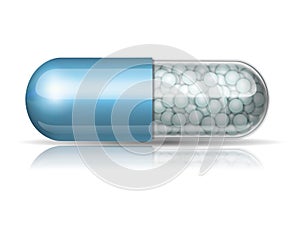 Medical blue capsule with granules