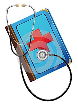 Medical book and stetoskop photo