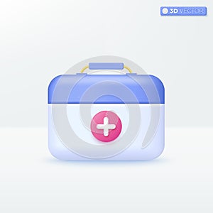 Medical box with cross icon symbols. Emergency, pharmacy, Healthcare, medicine first aid kit concept. 3D vector isolated