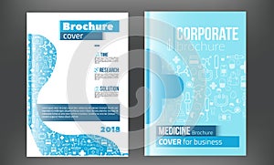 Medical Brochure Design Template. Flyer with inline medicine icons, Modern Infographic Concept for annual report. Vector