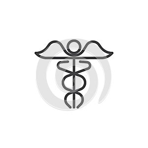 Medical caduceus line icon