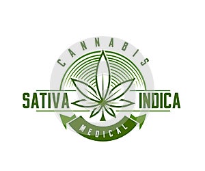 Medical cannabis emblem, logo . classic vintage style