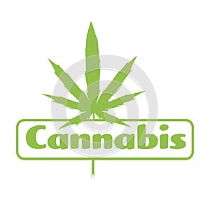 Medical cannabis or marijuana leaf badge ganja legalize sticker drug consumption concept