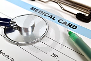 Medical card and stethoscope