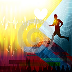 Medical cardiogram of runner. Medicine background