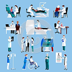 Medical care people fllat icons set