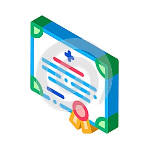 Medical certificate of nurse degree isometric icon vector illustration