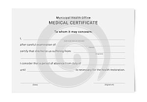 Medical certificate template.