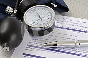 Medical Certificate of Work Stoppage written in French
