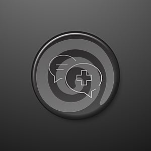 Medical Chat Line Icon. Black Push-Button