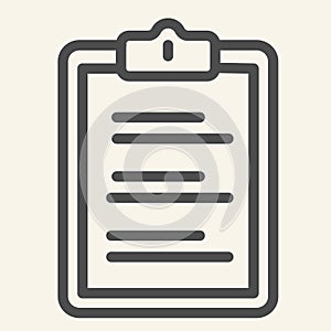 Medical check list line icon. Survey form outline style pictogram on white background. Hospital clipboard questionnaire