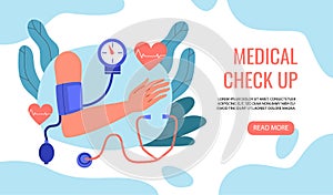 Medical check-up concept with a blood pressure cuff