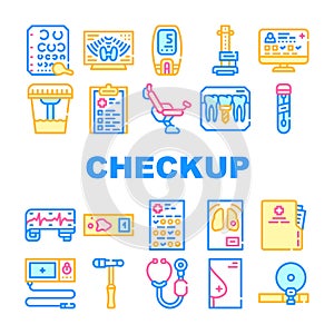 Medical Checkup Health Collection Icons Set Vector