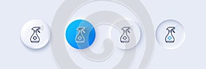 Medical cleaning line icon. Antiseptic spray sign. Line icons. Vector