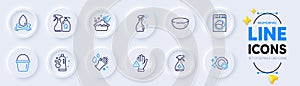 Medical cleaning, Water splash and Bowl dish line icons for web app. Pictogram icon. Vector