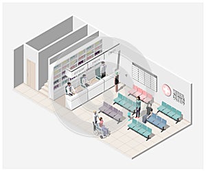 Medical Clinic Waiting Room Isometric EPS Editable