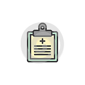 Medical clipboard filled outline icon