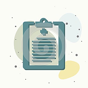 Medical clipboard icon on multicolored background