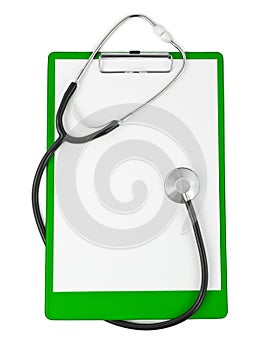 Medical clipboard and stethoscope