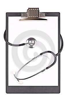 Medical clipboard with stethoscope