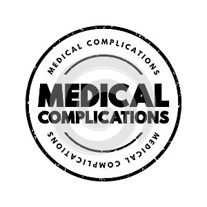 Medical complications - unfavorable result of a disease, health condition, or treatment, text concept for presentations and