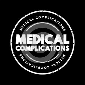 Medical complications - unfavorable result of a disease, health condition, or treatment, text concept for presentations and