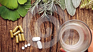 Medical composition with pills made from natural herbs.