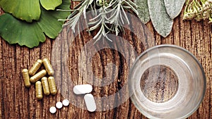 Medical composition with pills made from natural herbs.