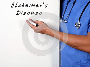 Medical concept about Alzheimer`s Disease with sign on the page