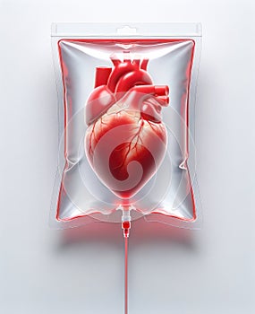 Medical Concept: Anatomical Heart Model in Sterile Dropper Packaging