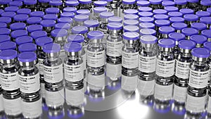 Medical concept, Coronavirus vaccines, 2019-ncov vaccine vials, 3d rendering photo